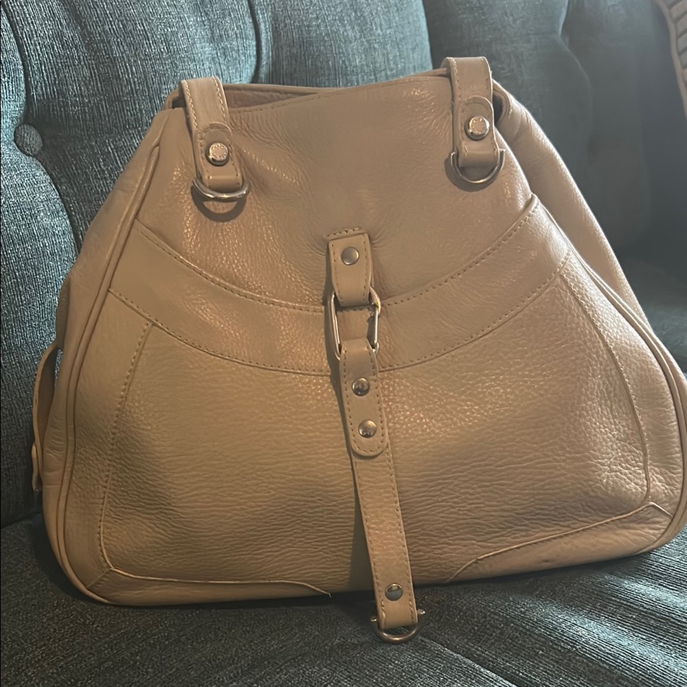 Plinio Visona Tan Leather Shoulder Bag with Slouchy Design